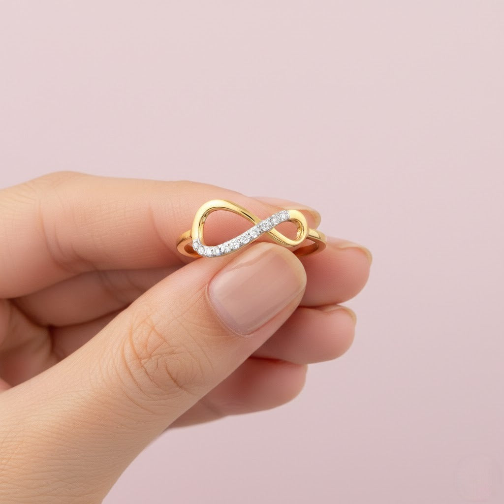 Infinity Line Diamond Gold Ring