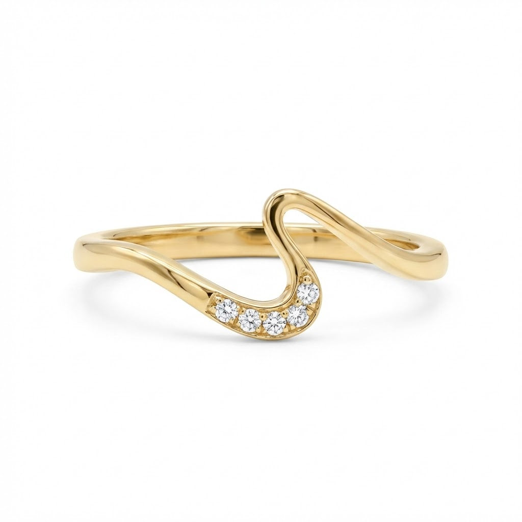 Wave Curve Diamond Gold ring