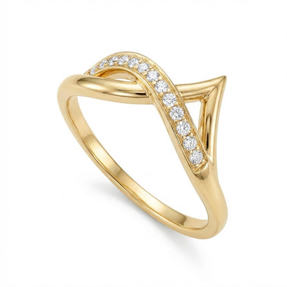 Angular Curve Diamond Gold ring