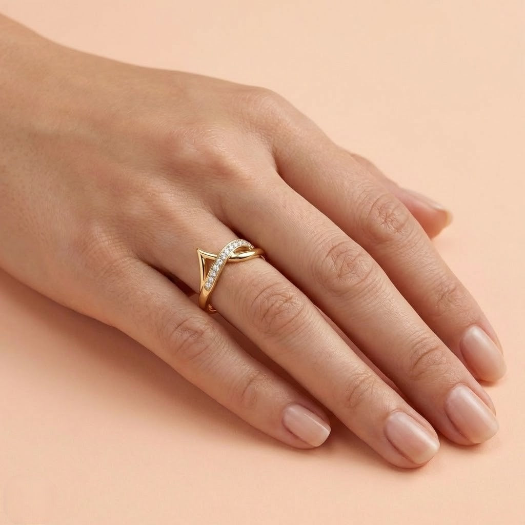 Angular Curve Diamond Gold ring