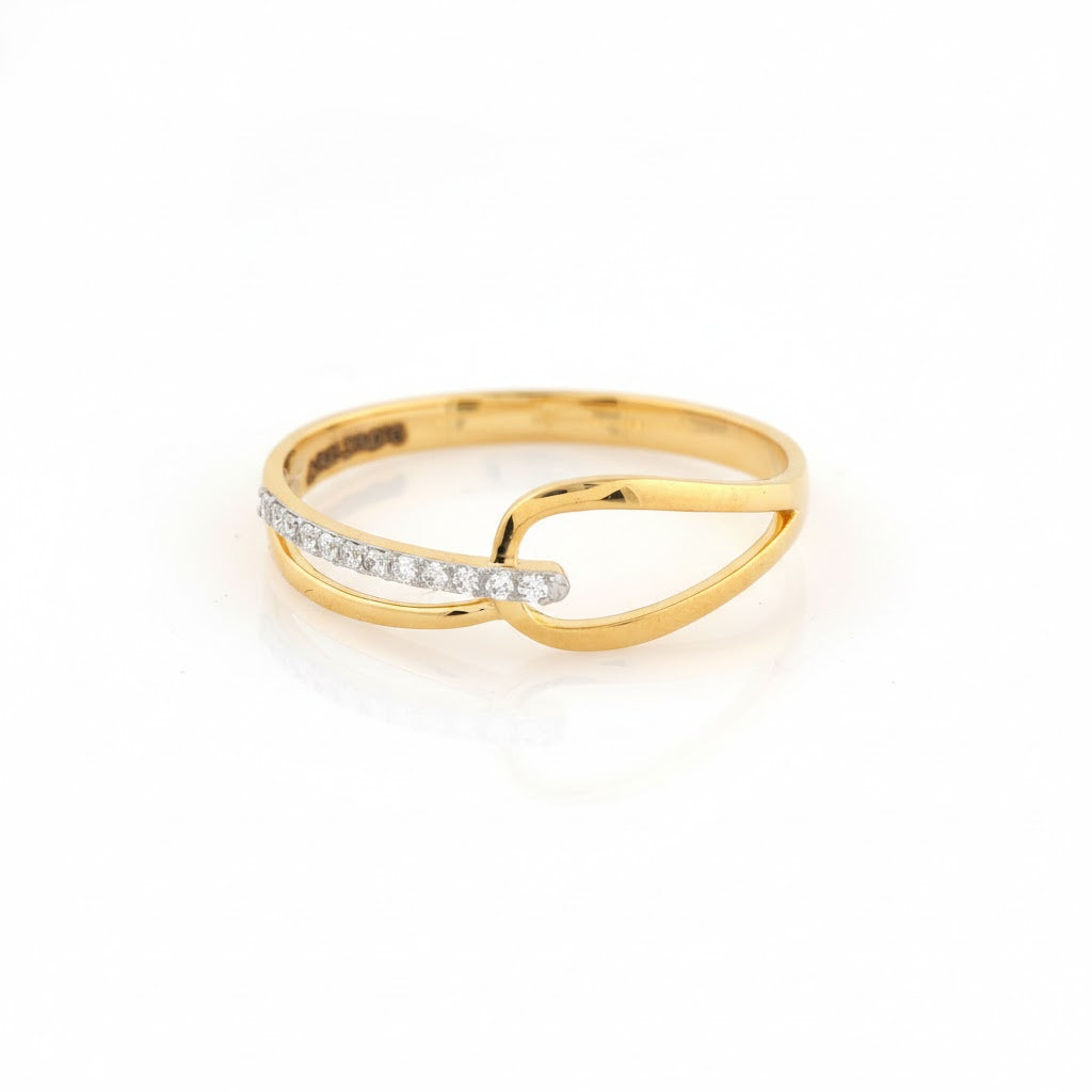 Open Loop Line Diamond Gold ring