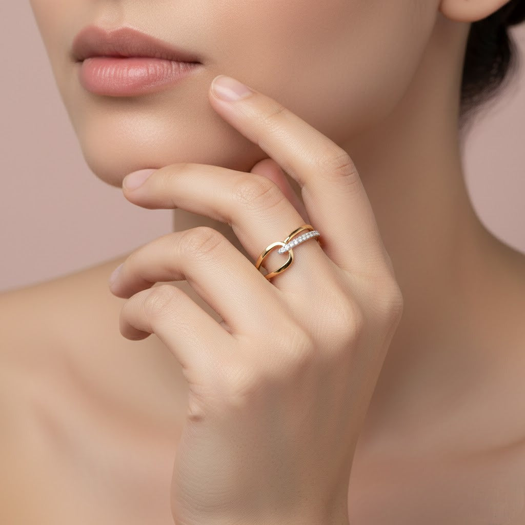 Open Loop Line Diamond Gold ring