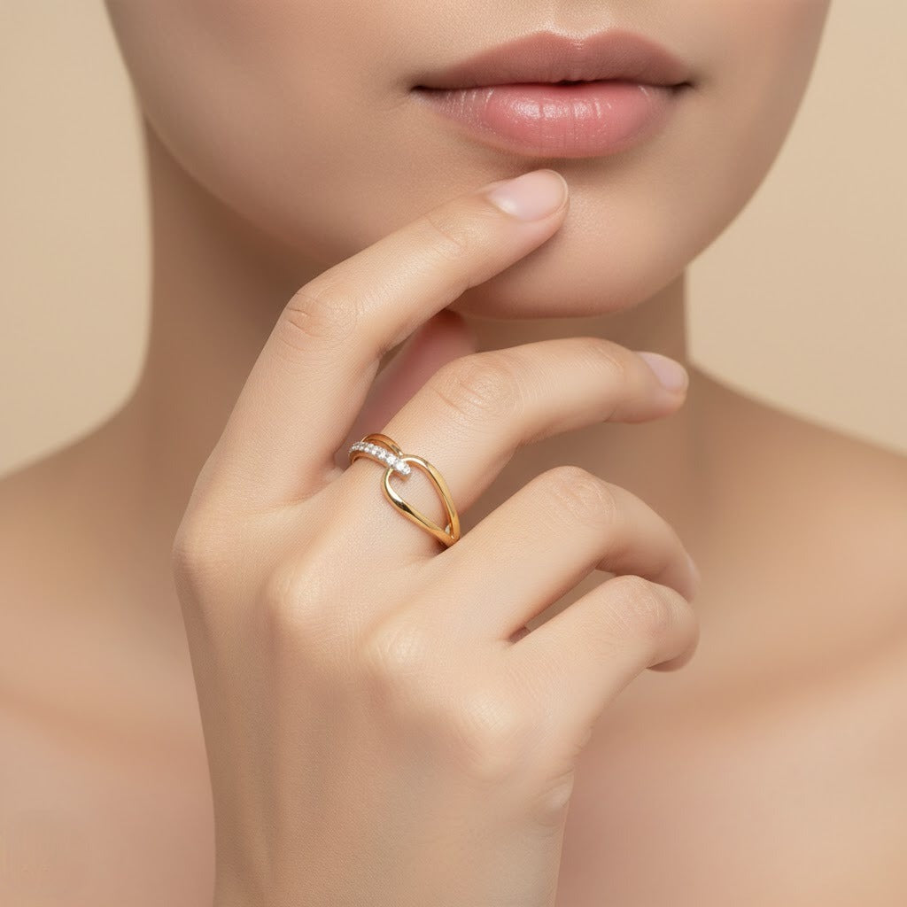 Open Loop Line Diamond Gold ring