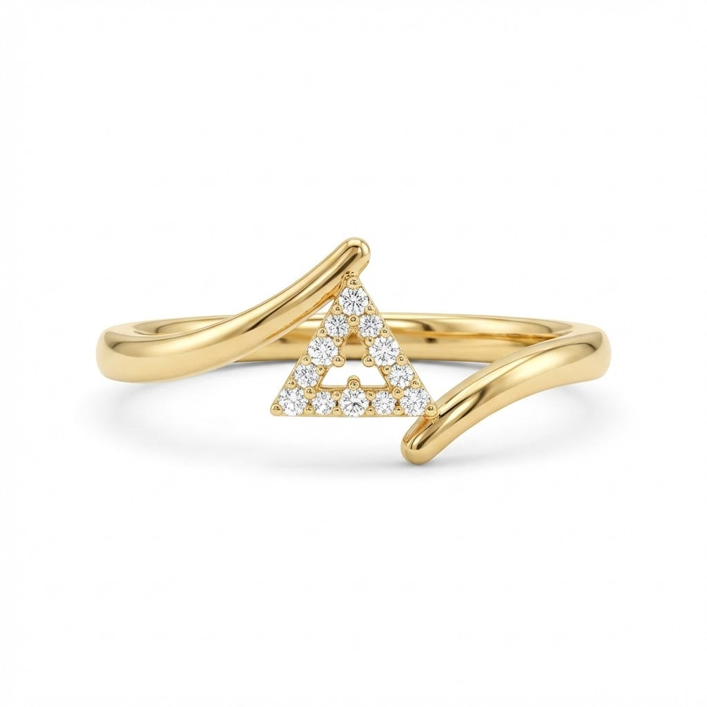 Geometric Triangle Accent Diamond Gold ring