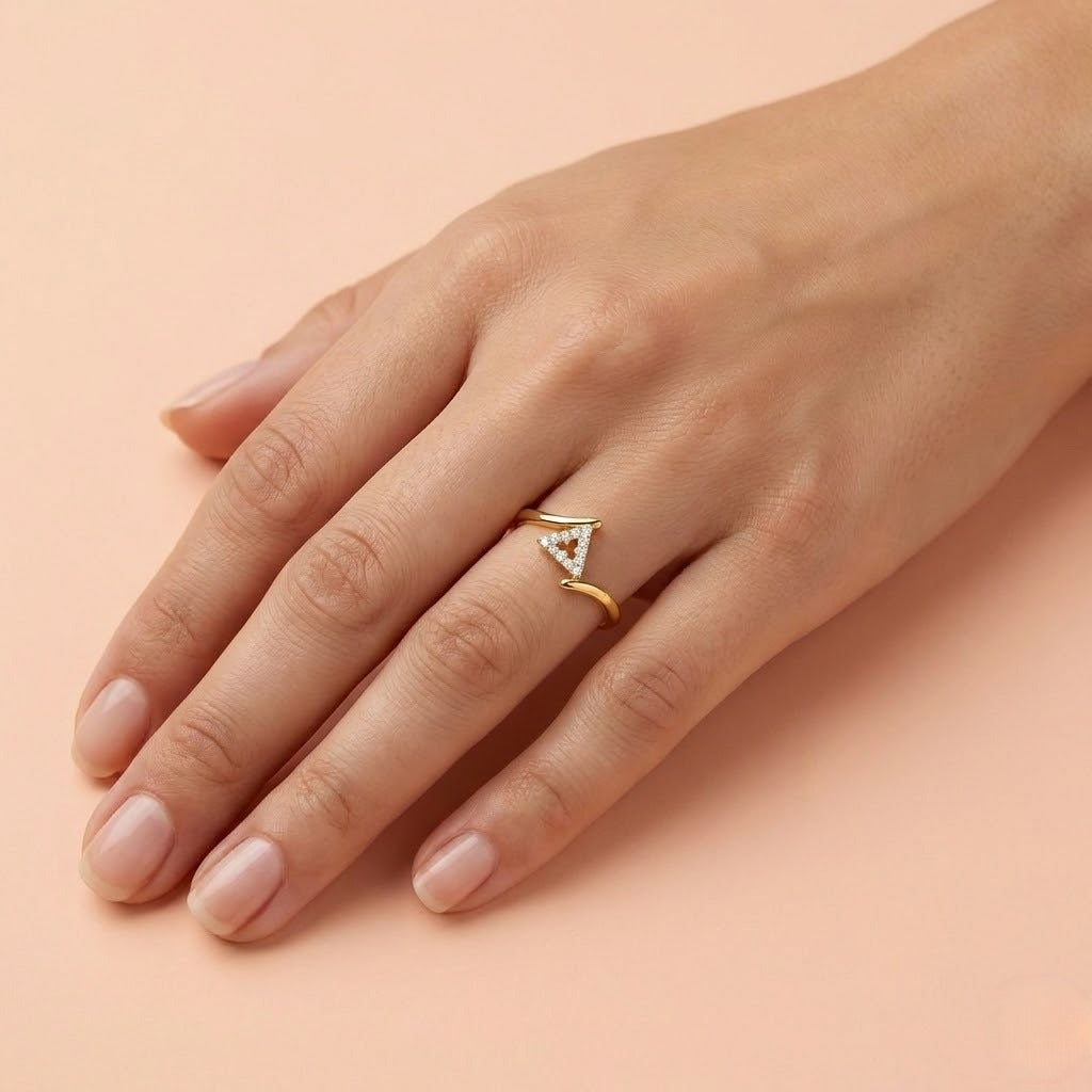 Geometric Triangle Accent Diamond Gold ring
