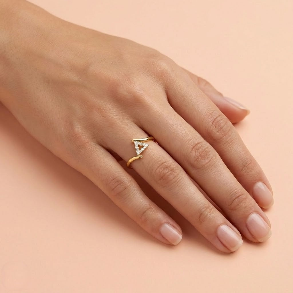 Geometric Triangle Accent Diamond Gold ring