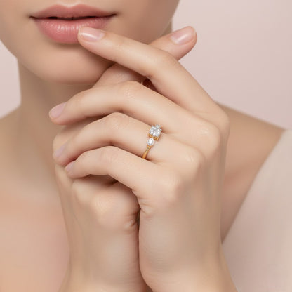 Trio Accent Center Diamond Gold ring