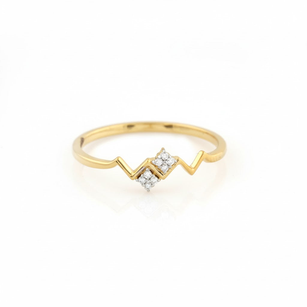 Modern Gold Zigzag Diamond Ring