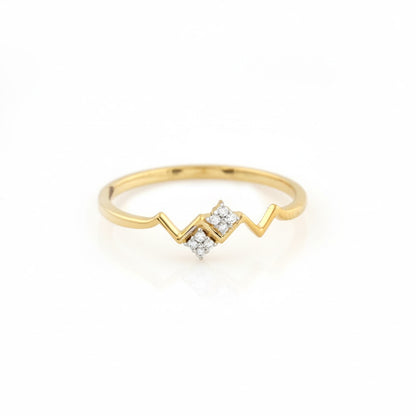 Modern Gold Zigzag Diamond Ring