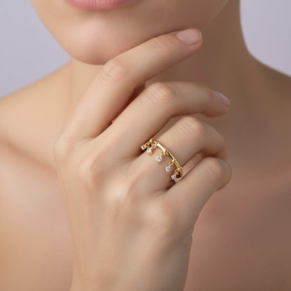 Charm Drop Diamond Gold Ring