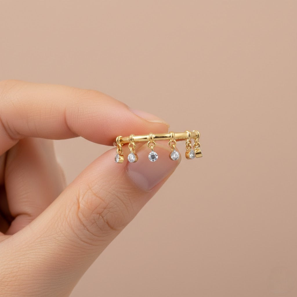 Charm Drop Diamond Gold Ring