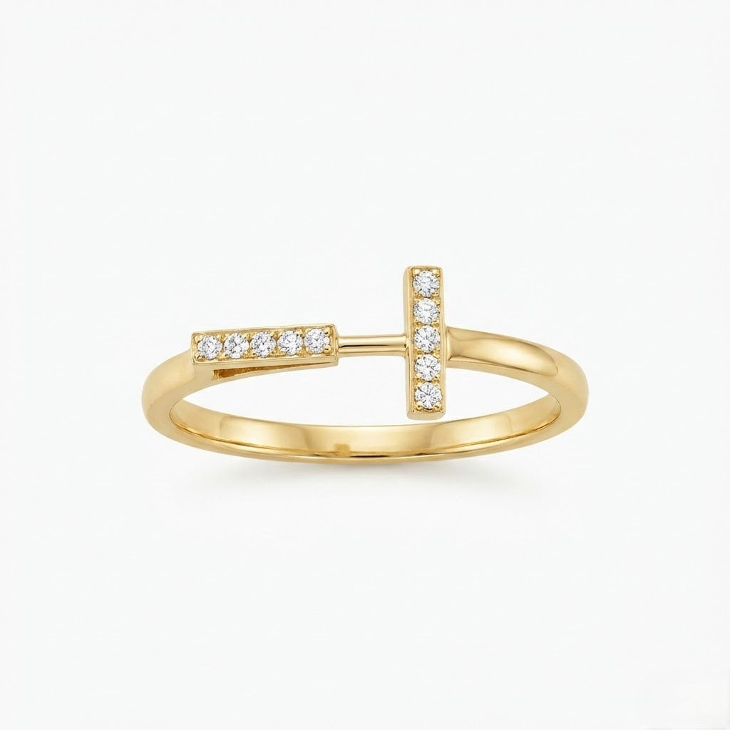 T-Bar Accent Diamond Gold ring