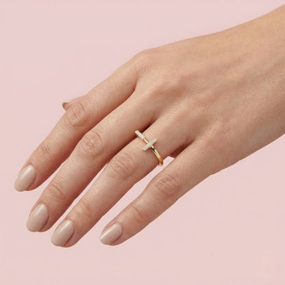 T-Bar Accent Diamond Gold ring