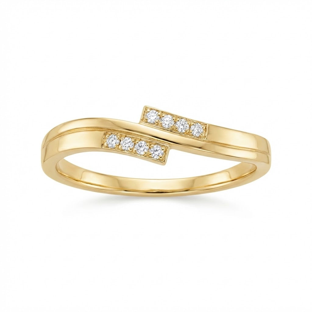 Sleek Parallel Bar Diamond Gold ring