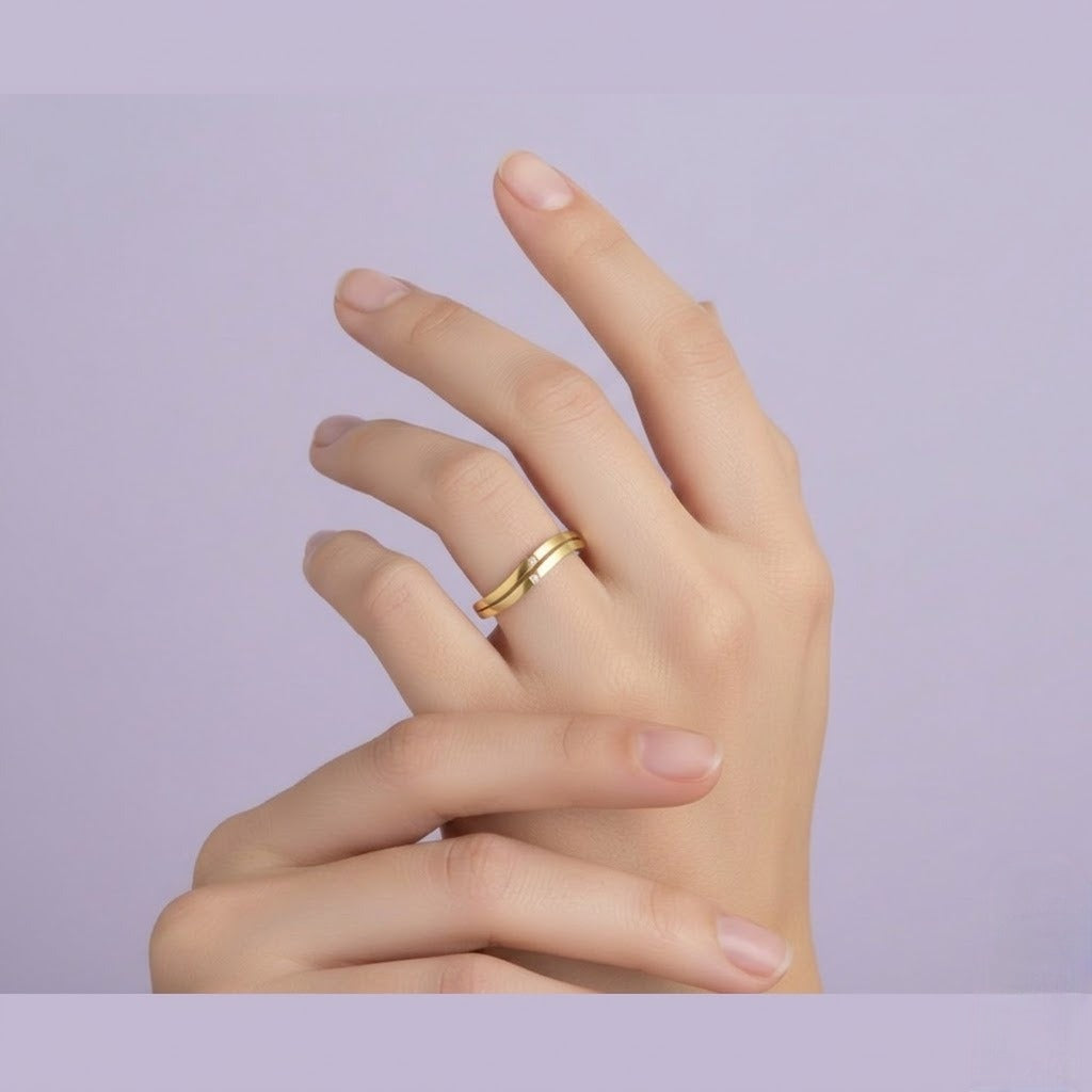 Minimal Twin Stone Diamond Gold ring