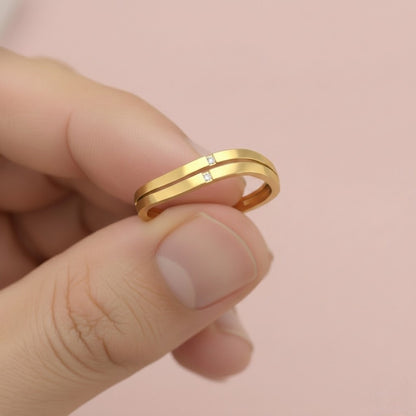 Minimal Twin Stone Diamond Gold ring