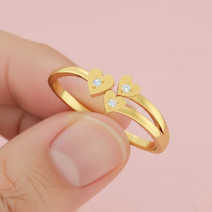 Triple Heart Diamond Gold ring