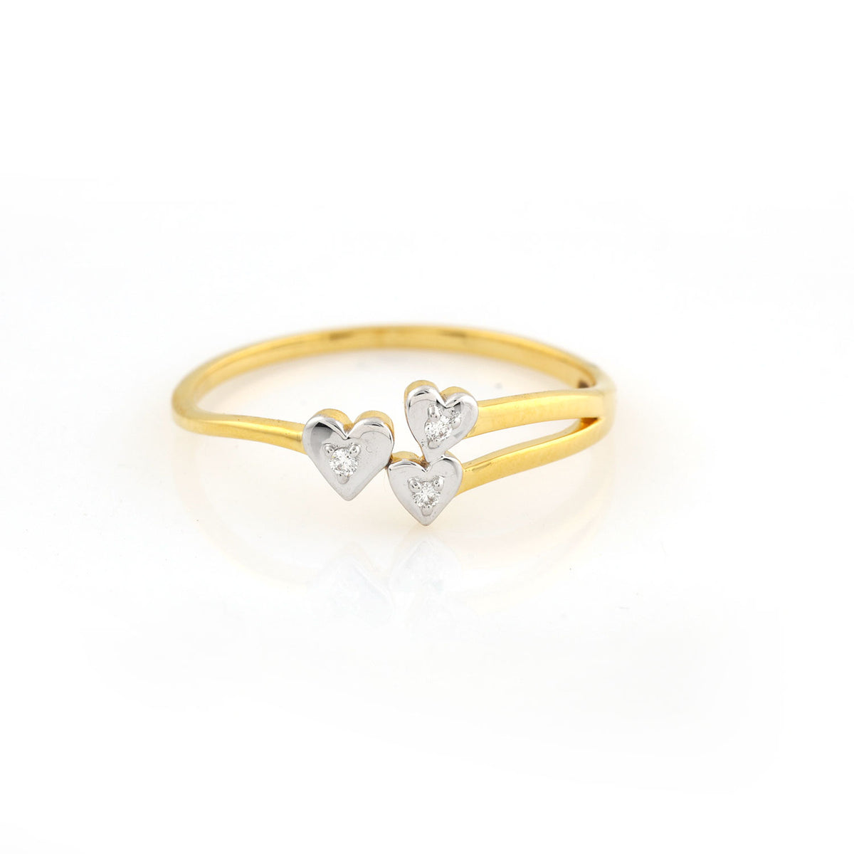 Triple Heart Diamond Gold ring
