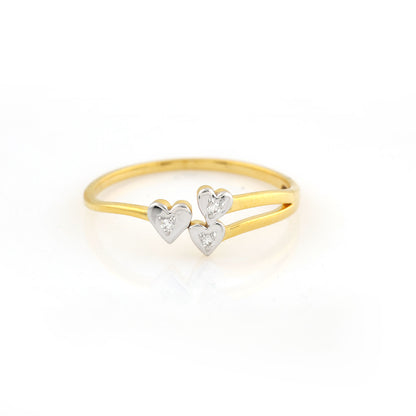 Triple Heart Diamond Gold ring