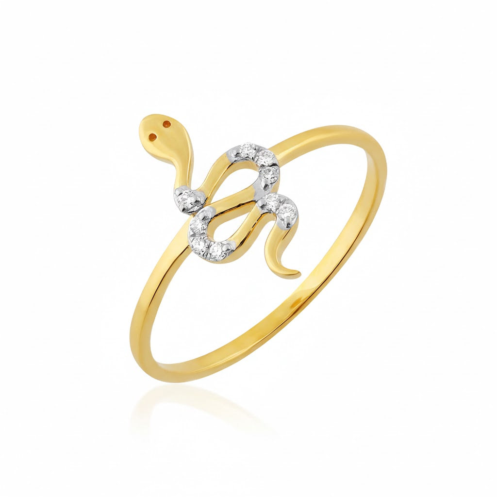 Elegant Gold Serpent Diamond Ring