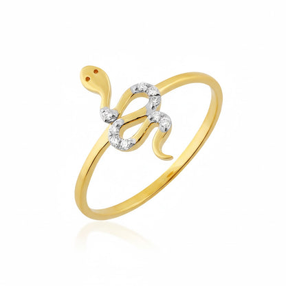 Elegant Gold Serpent Diamond Ring