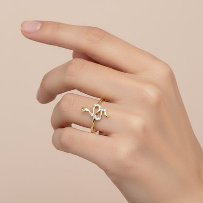Elegant Gold Serpent Diamond Ring