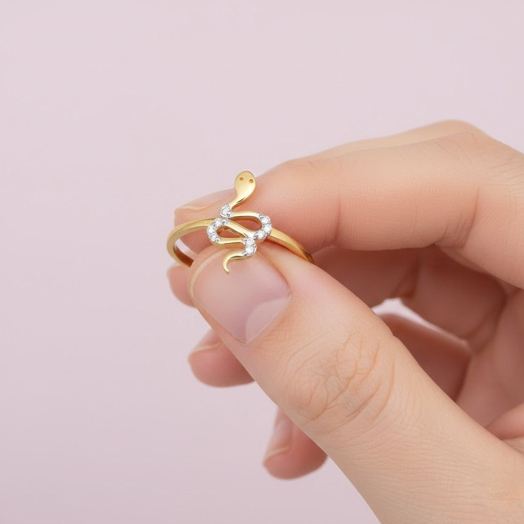 Elegant Gold Serpent Diamond Ring