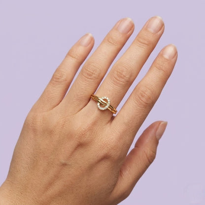 Open Circle Accent Diamond Gold ring