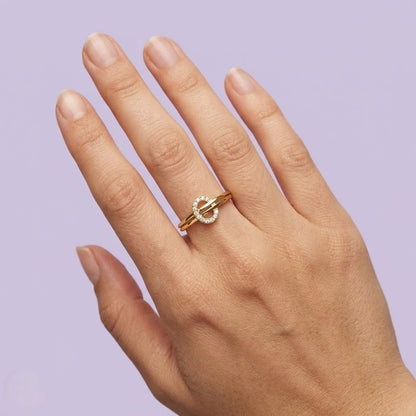 Open Circle Accent Diamond Gold ring
