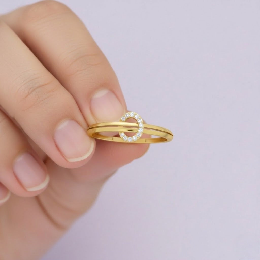 Open Circle Accent Diamond Gold ring