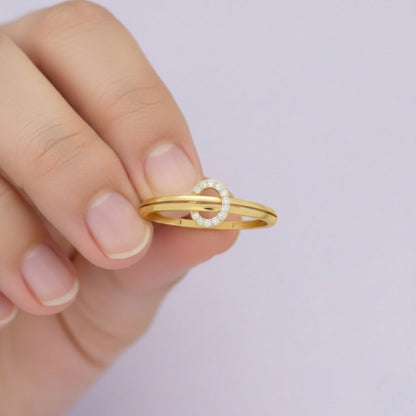 Open Circle Accent Diamond Gold ring