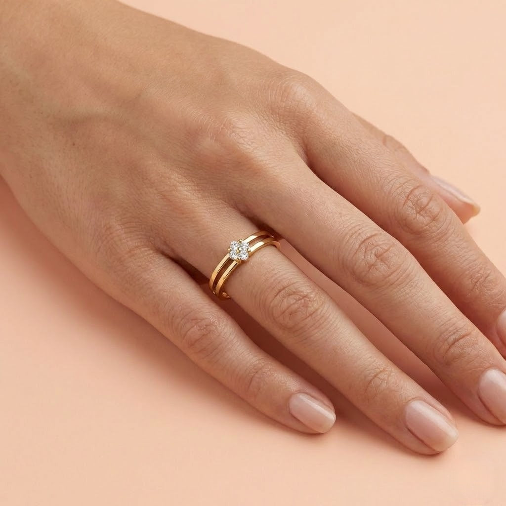 Petite Blossom Band Diamond Gold ring