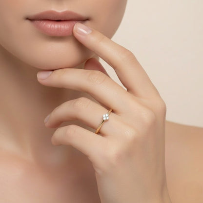 Petite floral cluster diamond gold ring