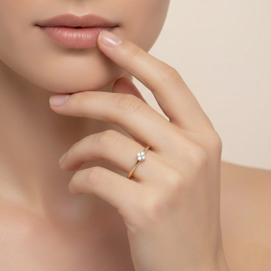 Petite floral cluster diamond gold ring