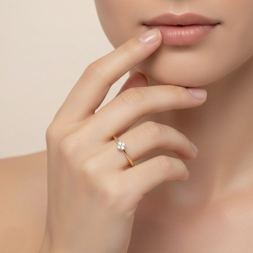 Petite floral cluster diamond gold ring