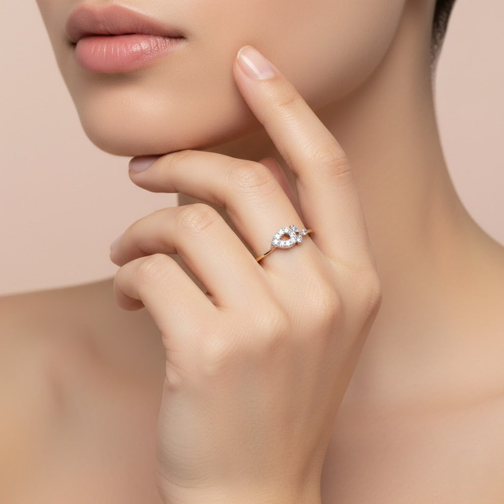 Floral Cluster Accent Diamond Gold ring