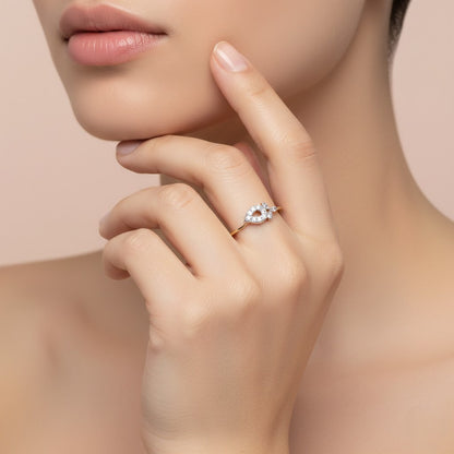 Floral Cluster Accent Diamond Gold ring