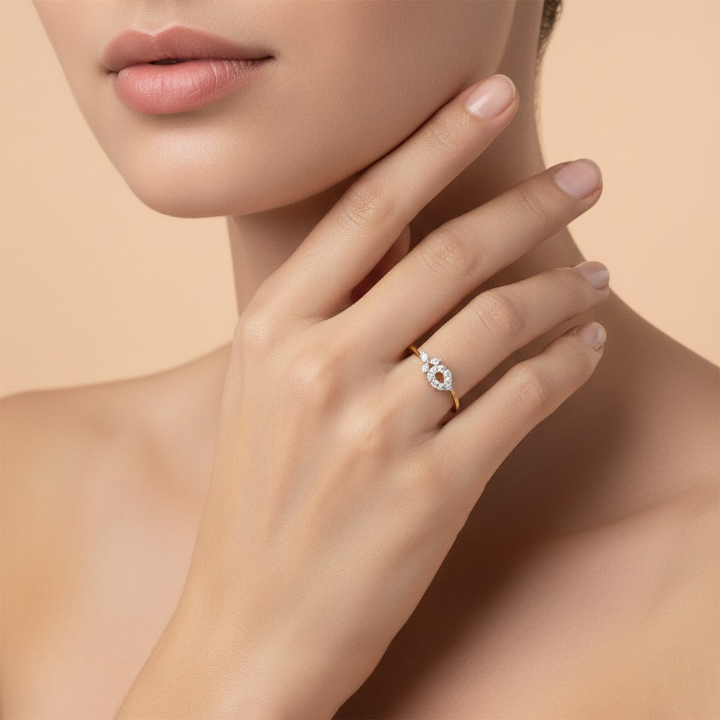 Floral Cluster Accent Diamond Gold ring