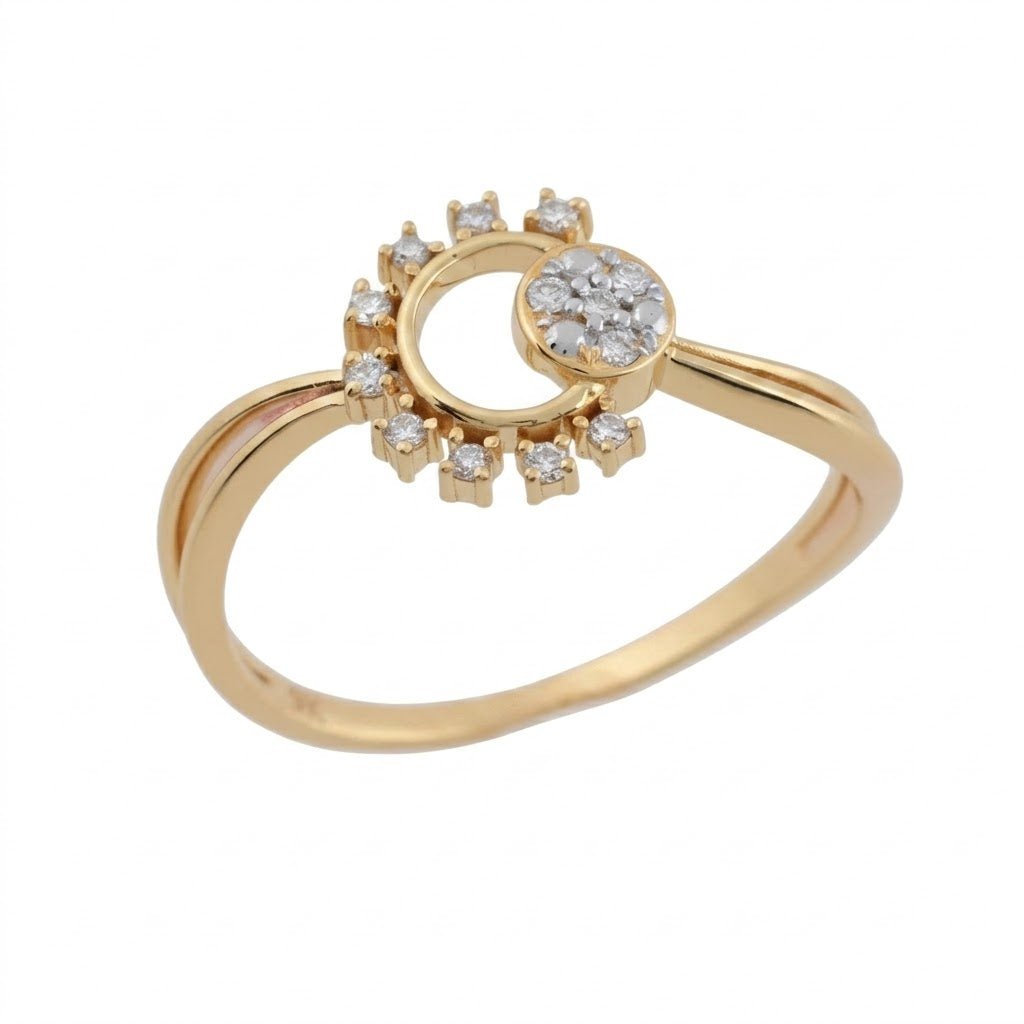 Radiant Circular Crown Sparkle Diamond Gold Ring