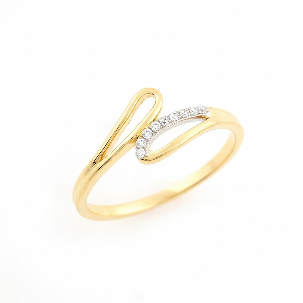 Sleek Open Curve Minimal Sparkle Diamond Gold Ring