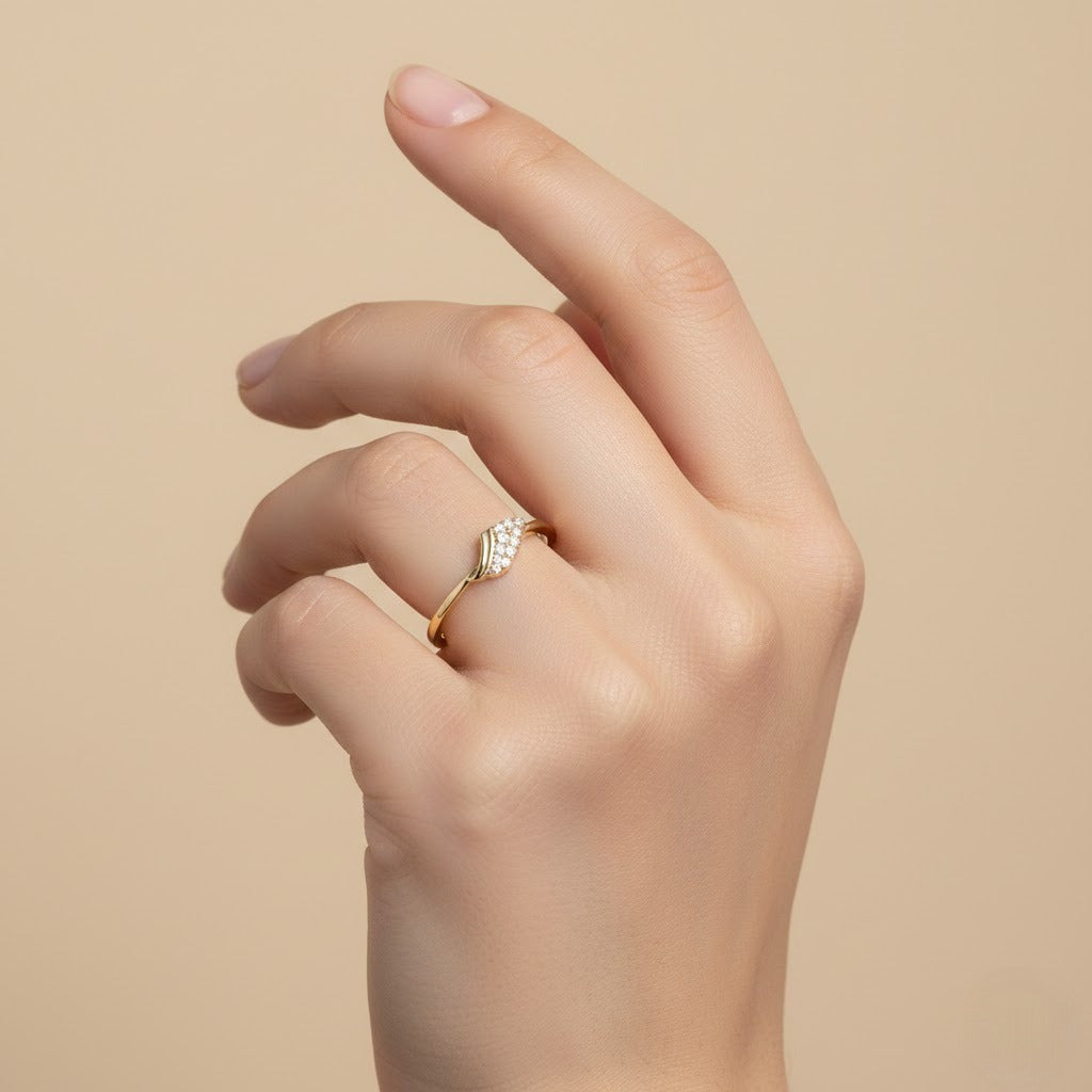 Petite Marquise Cluster Diamond Gold Ring