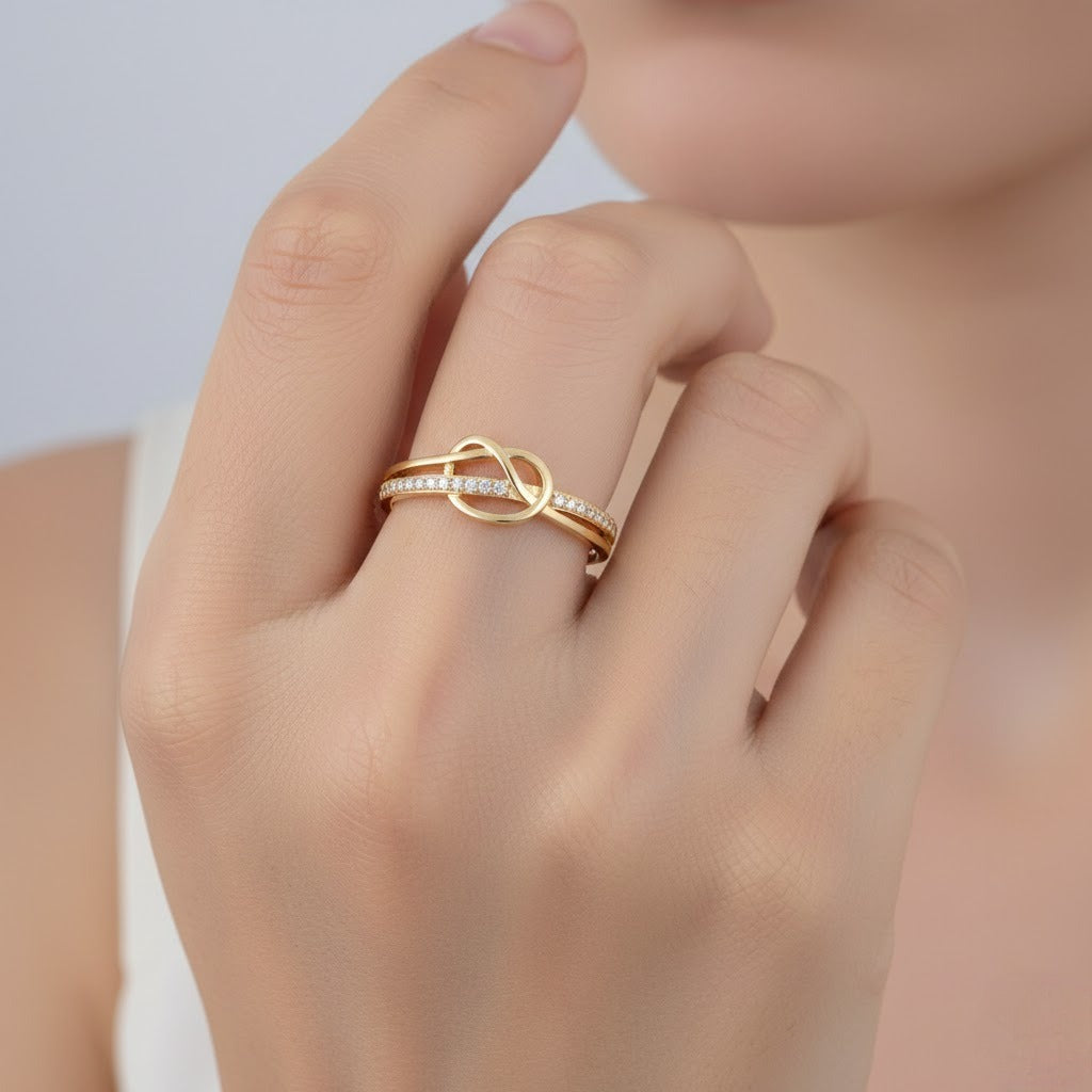 Infinity Knot Diamond Band Gold Ring