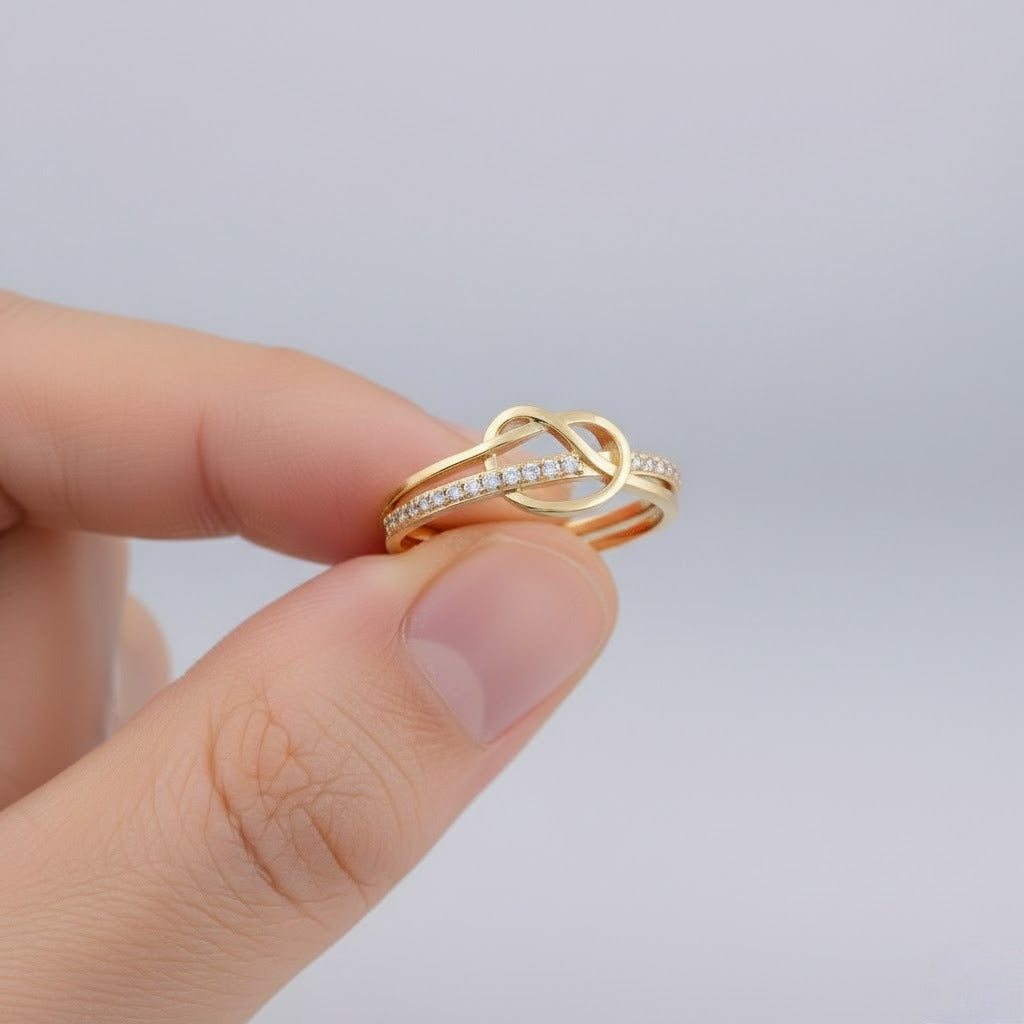 Infinity Knot Diamond Band Gold Ring