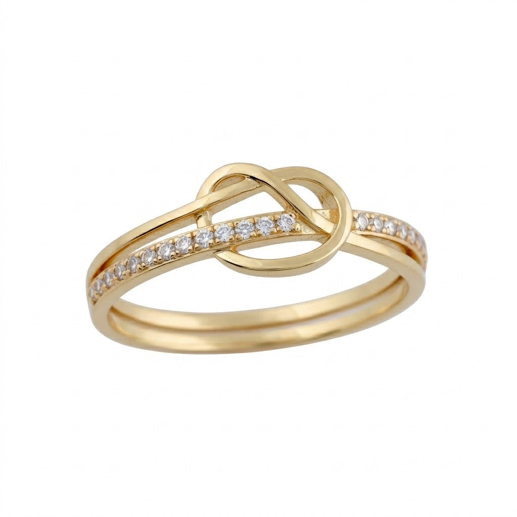 Infinity Knot Diamond Band Gold Ring