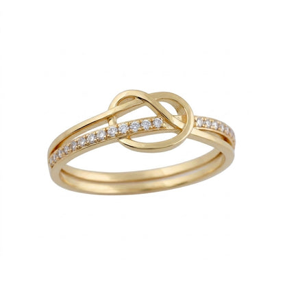 Infinity Knot Diamond Band Gold Ring