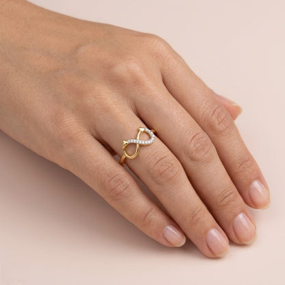 Heart infinity pave diamond gold ring