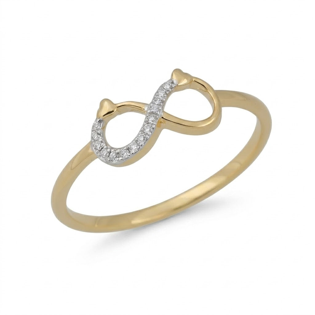 Heart infinity pave diamond gold ring