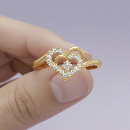 Layered Heart Sparkle Diamond Gold ring