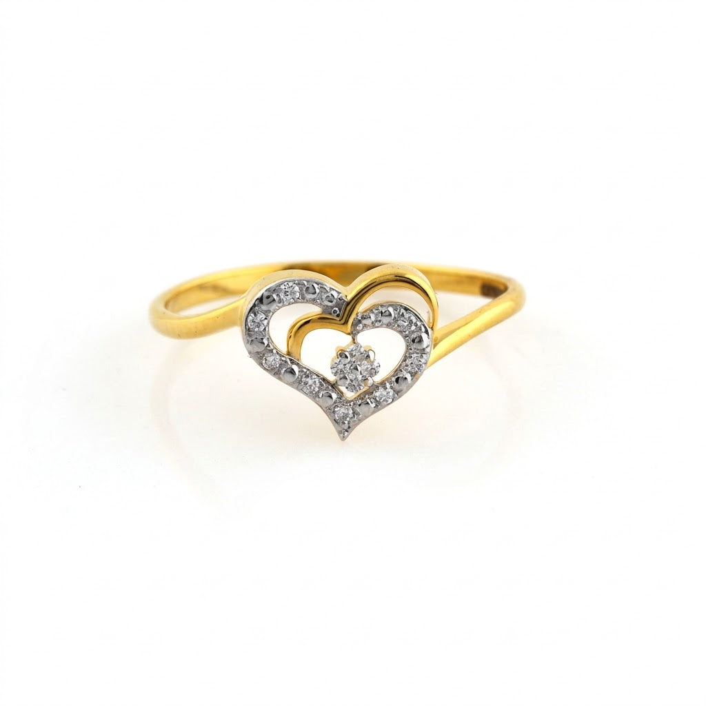 Layered Heart Sparkle Diamond Gold ring