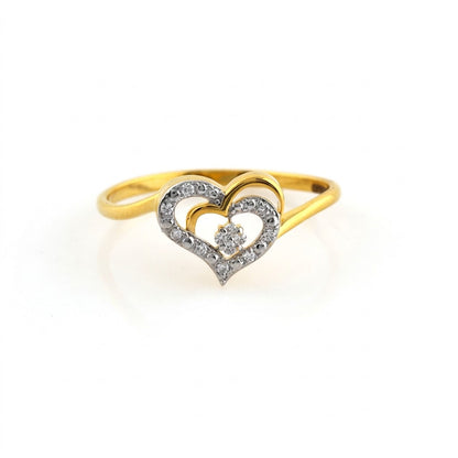 Layered Heart Sparkle Diamond Gold ring